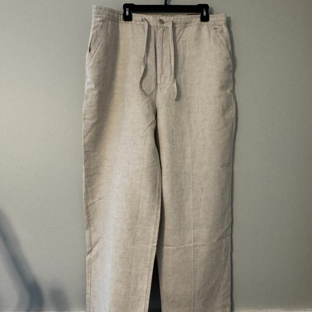Boca Classics Island Wear Linen-Blend Pants – Natural Flax – Size XXL